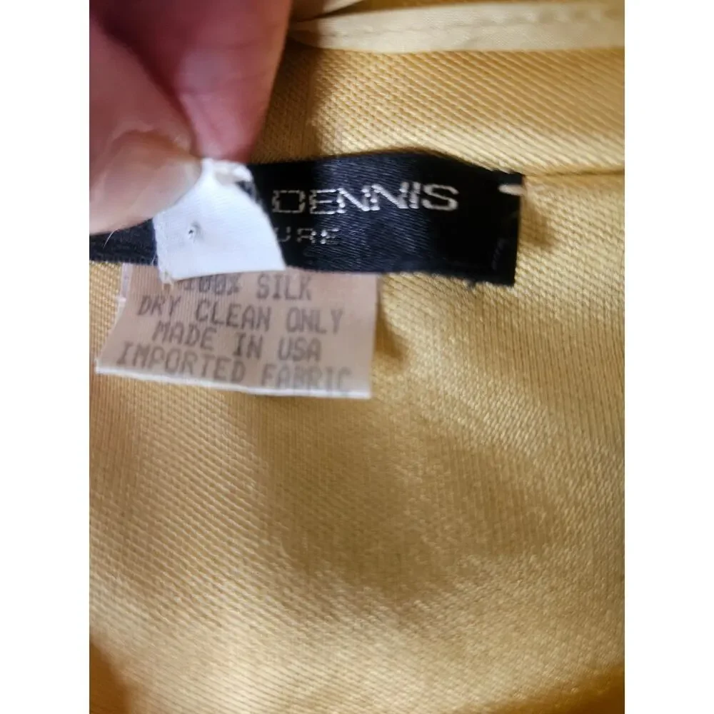 Pamela Dennis Couture Yellow Floral 100% Silk Evening Down Vintage 90's Sz 6 - Picture 12 of 12